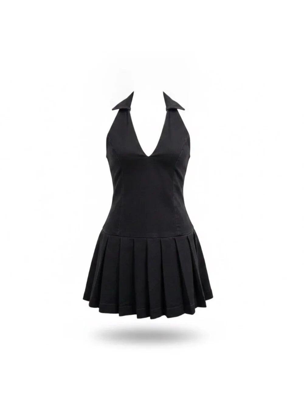 Love Fire Womens Black Cotton Blend Halter Pleated Stylish Fit Size L
